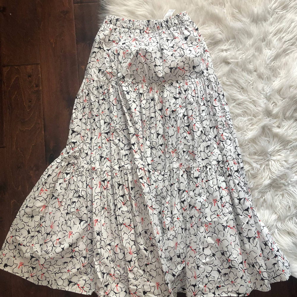 nwt zara white floral midi skirt small/medium